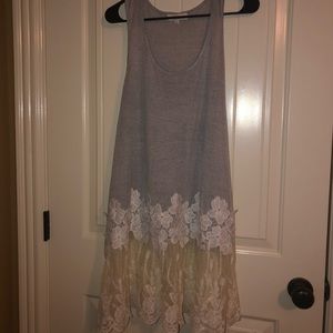 Umgee long flowy tank with lace flare bottom